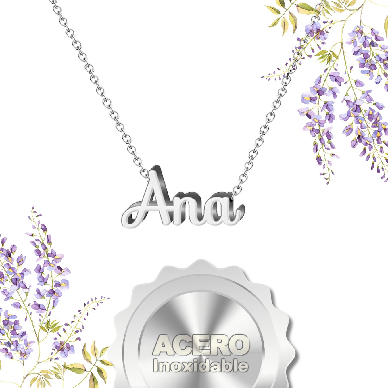 Collar Nombre Ana Acero color Plateado