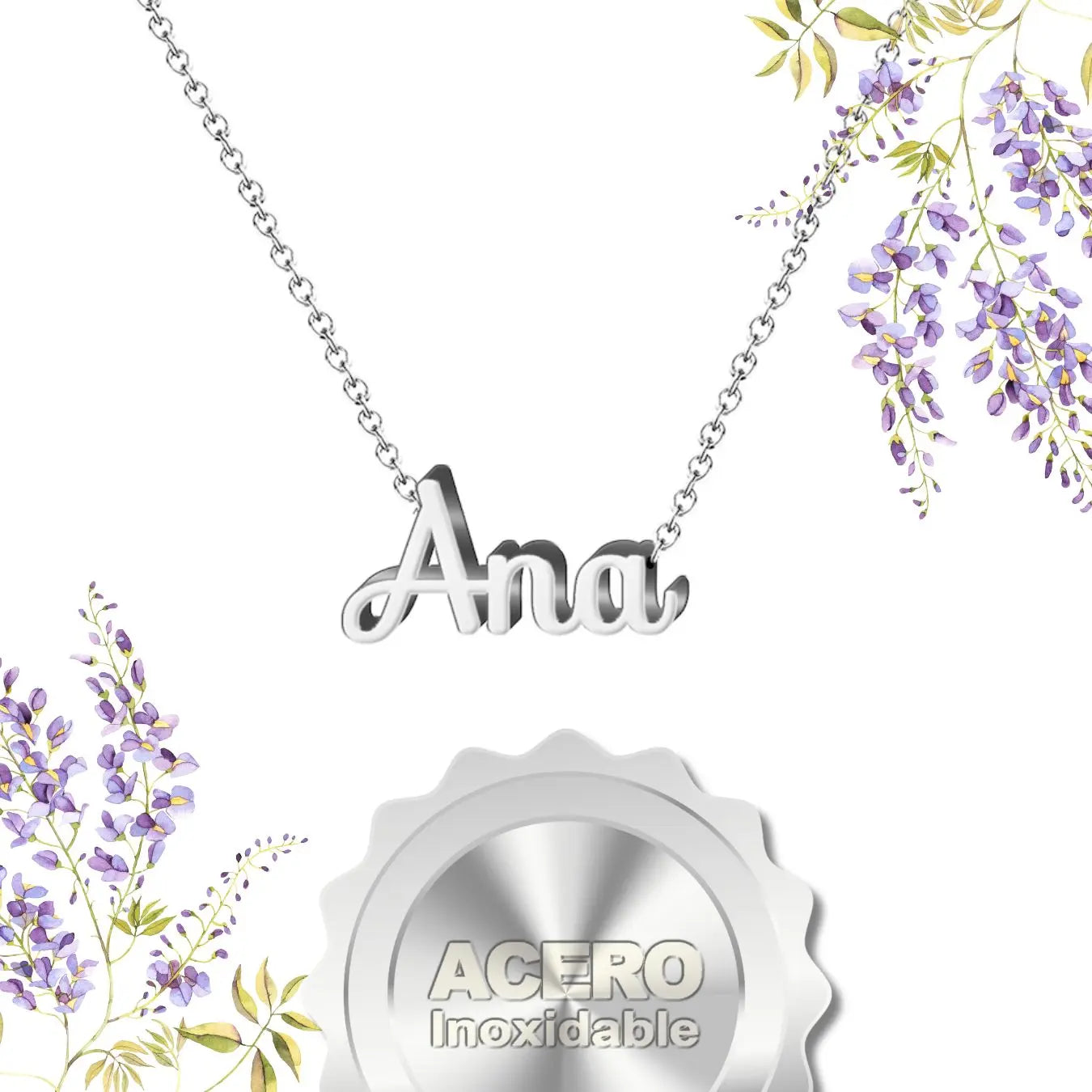 Collar con Nombre Ana - Acero Inoxidable Plateado - cotigo