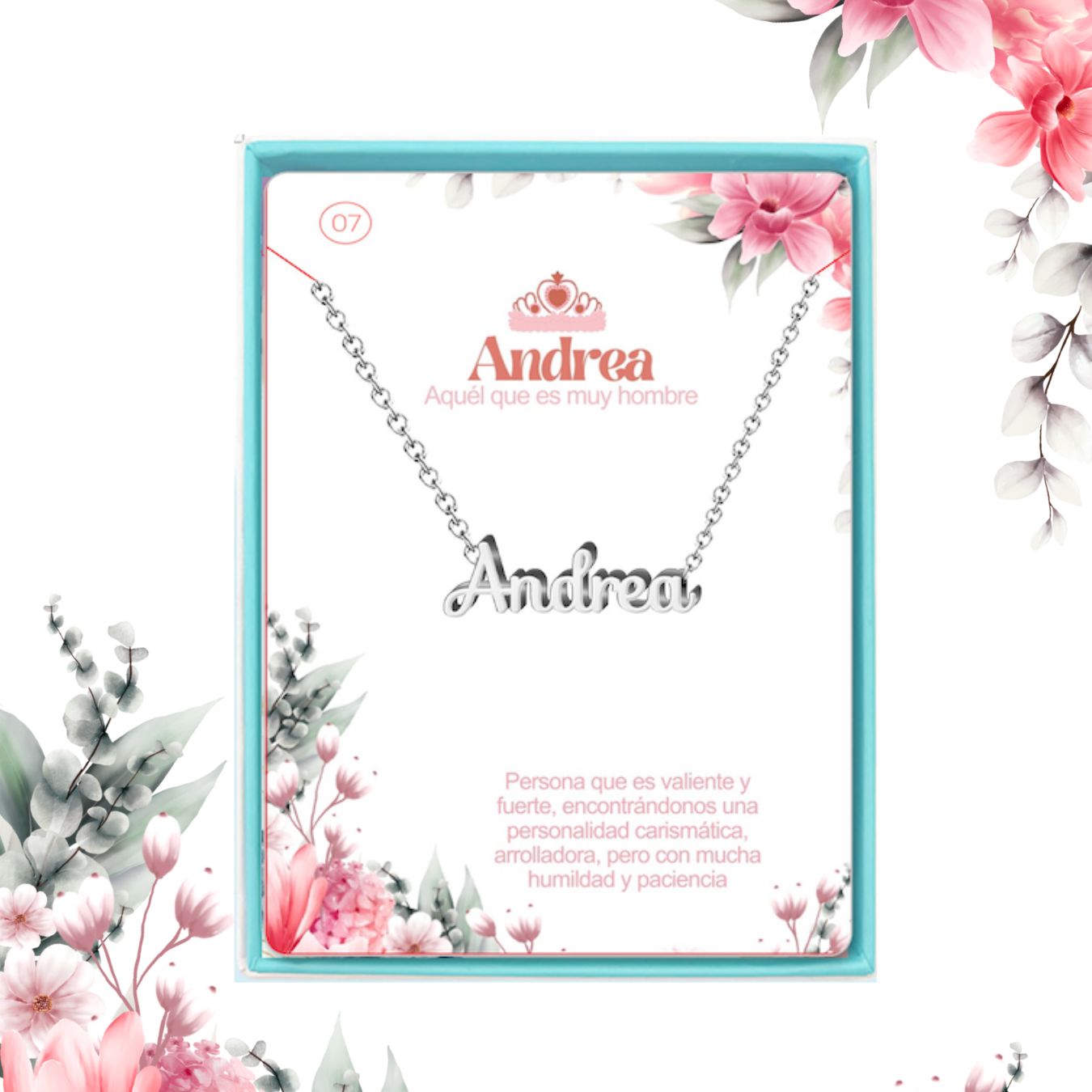 Collar Nombre Andrea Acero color Plateado