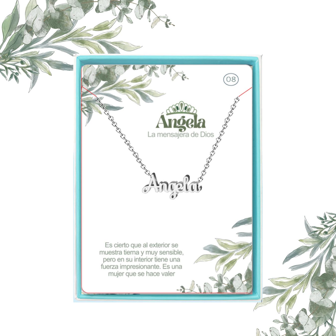 Collar Nombre Angela Acero color Plateado