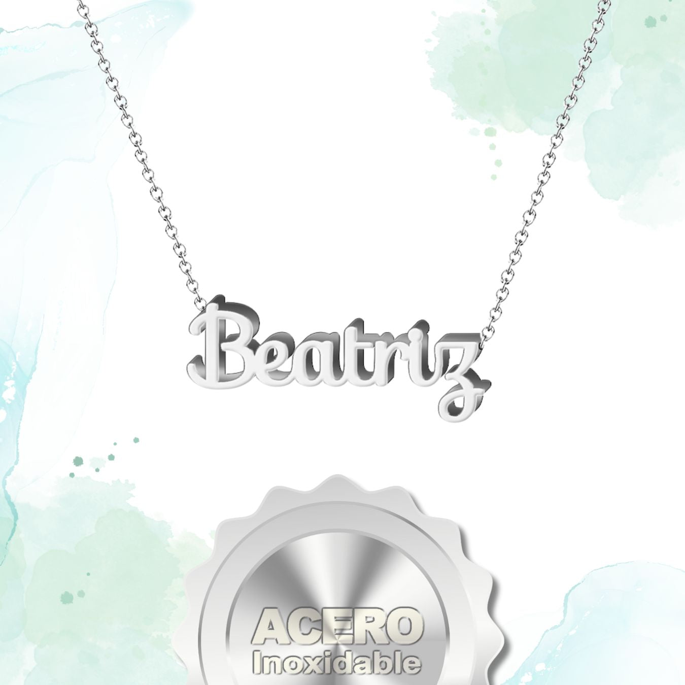 Collar Nombre Beatriz Acero color Plateado