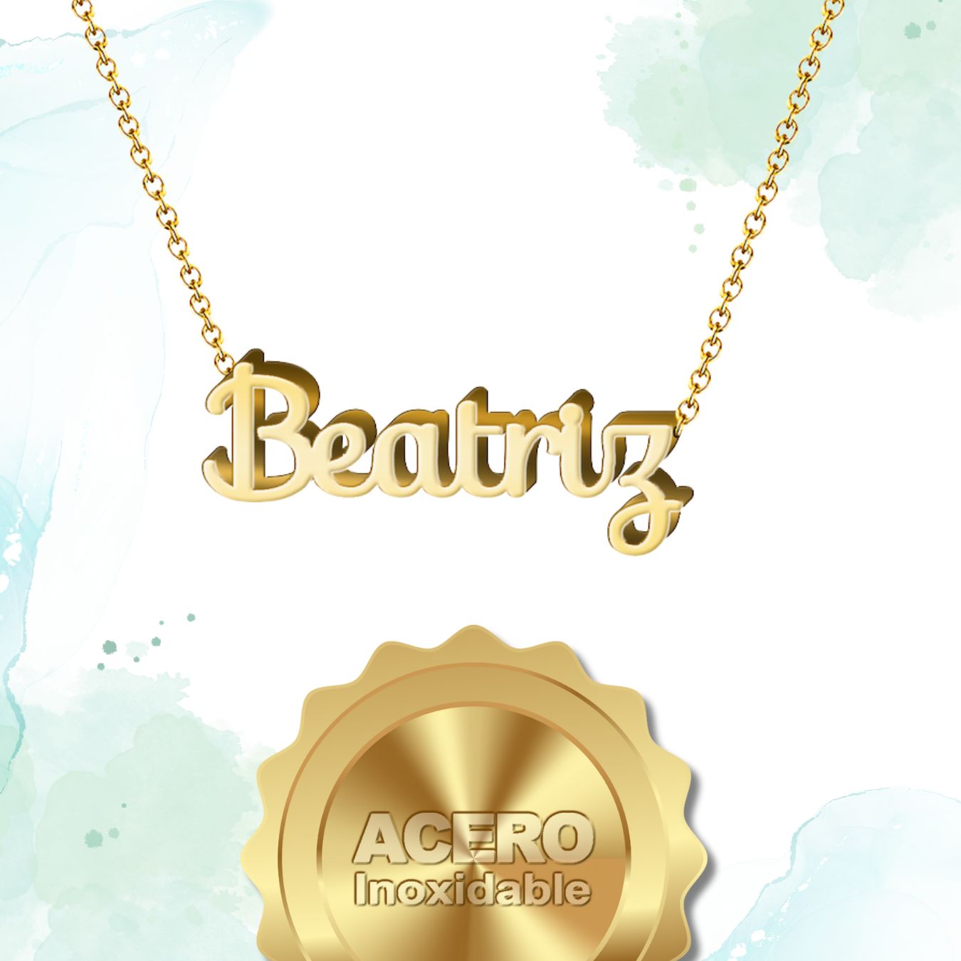 Collar Nombre Beatriz Acero color Dorado