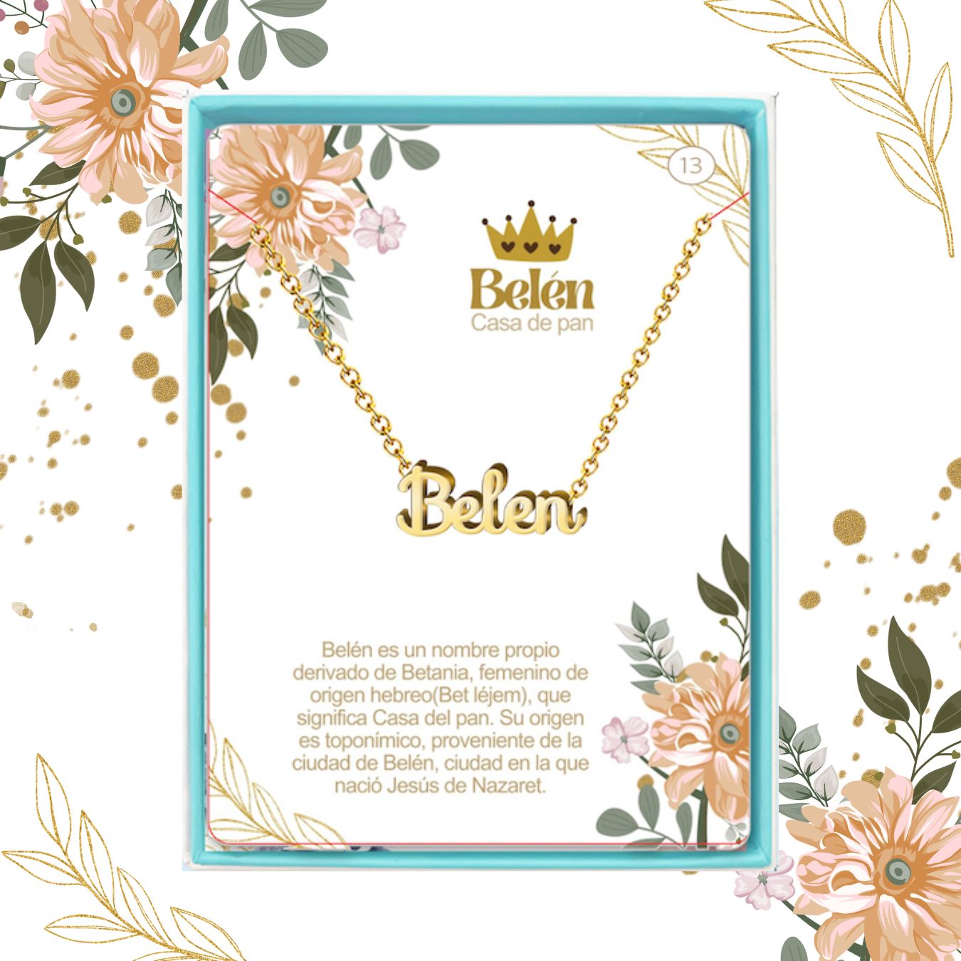 Collar Nombre Belen Acero color Dorado