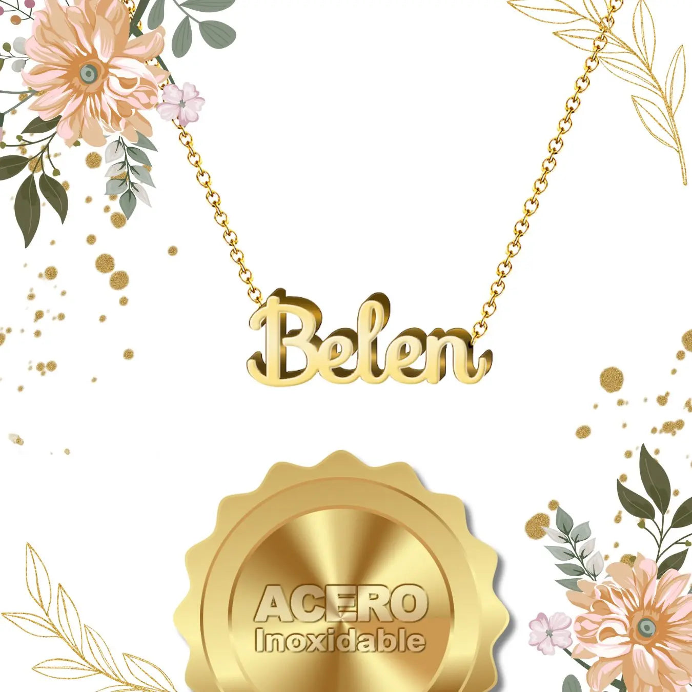 Collar con Nombre Belen - Acero Inoxidable Dorado - cotigo