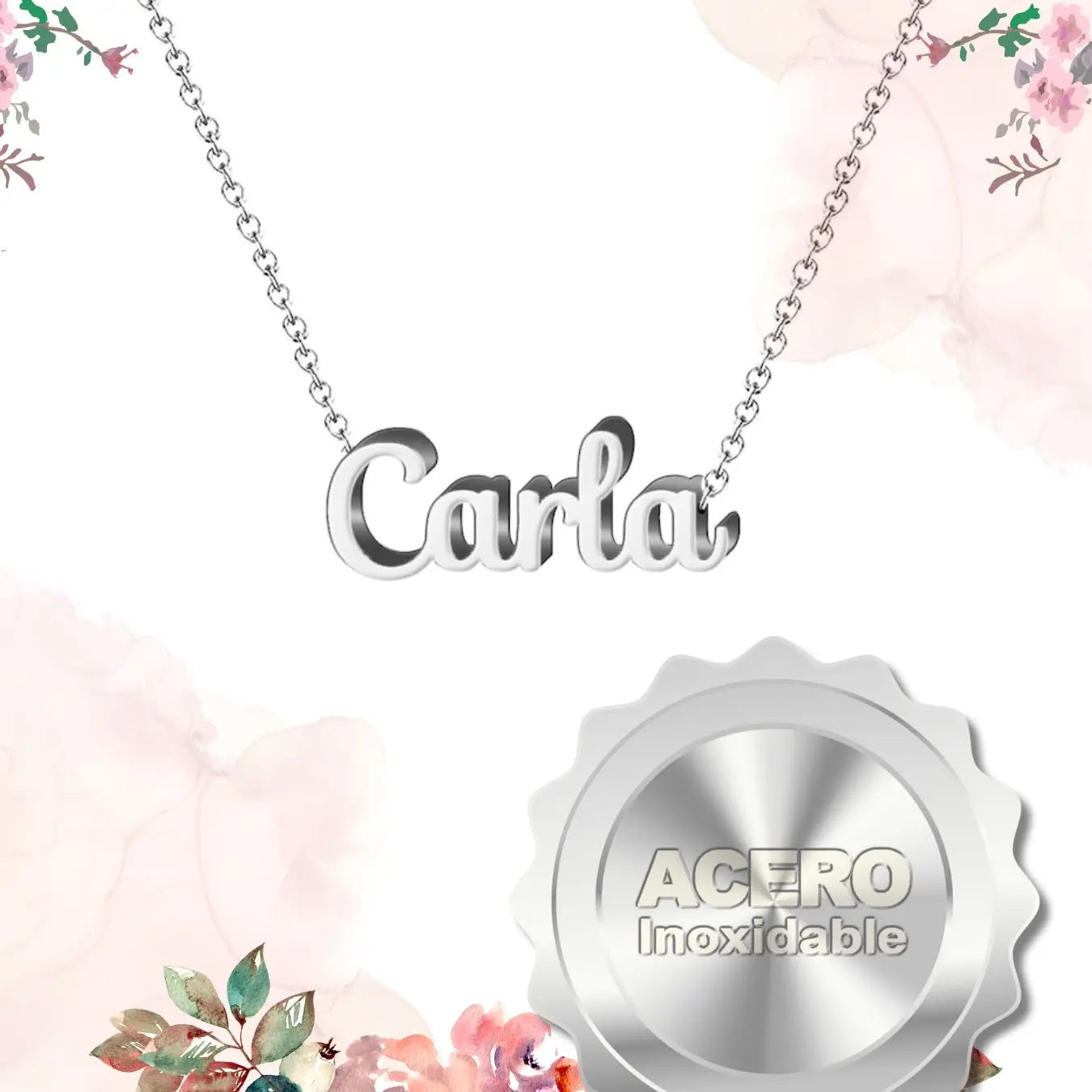 Collar con Nombre Carla - Acero Inoxidable Plateado - cotigo