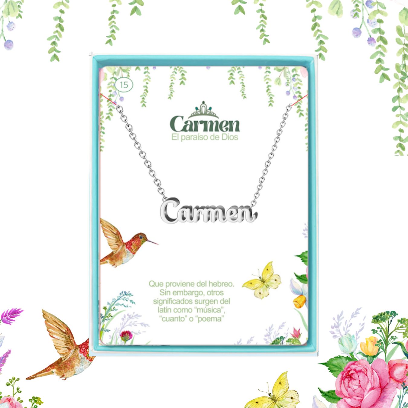 Collar Nombre Carmen Acero color Plateado
