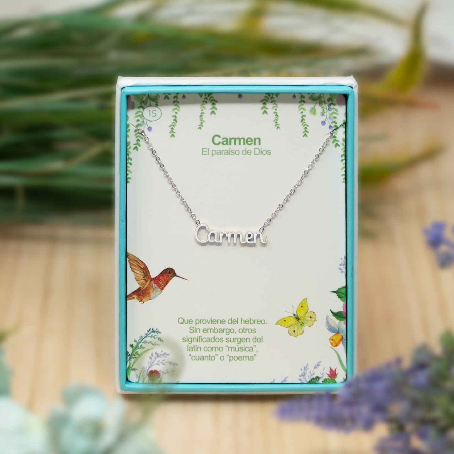 Collar Nombre Carmen Acero color Plateado