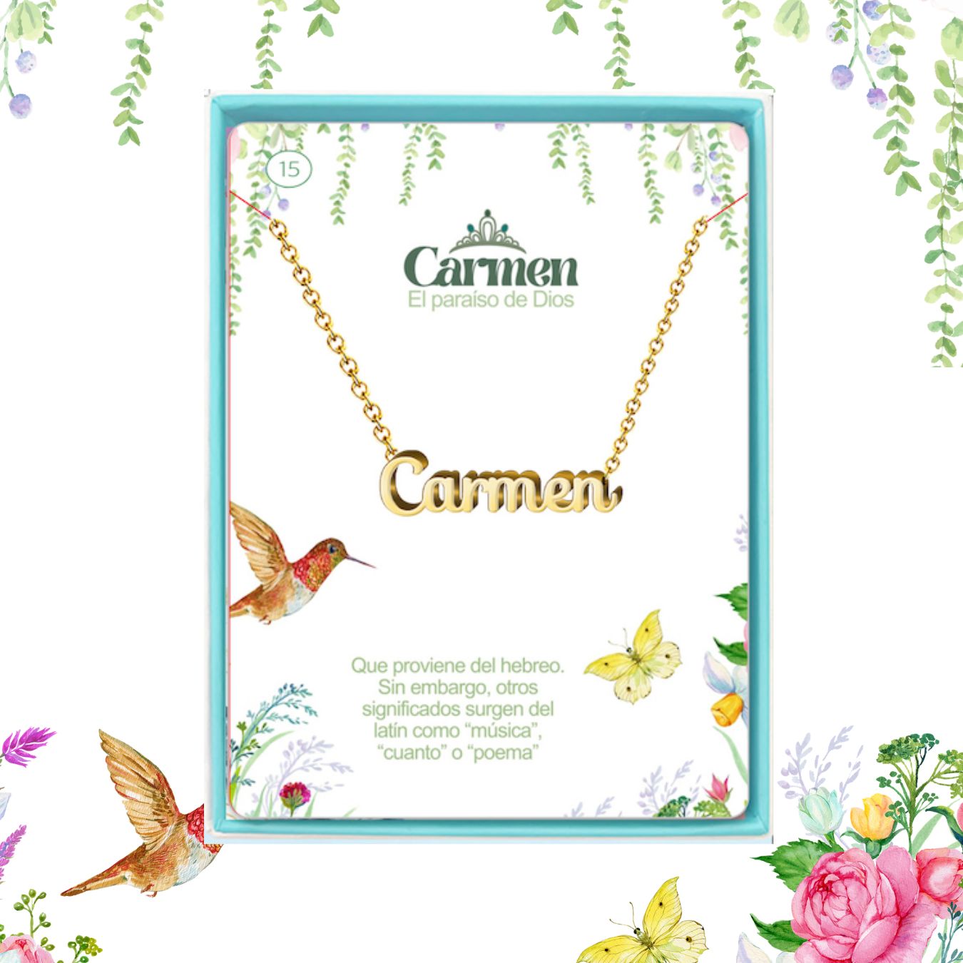 Collar Nombre Carmen Acero color Dorado