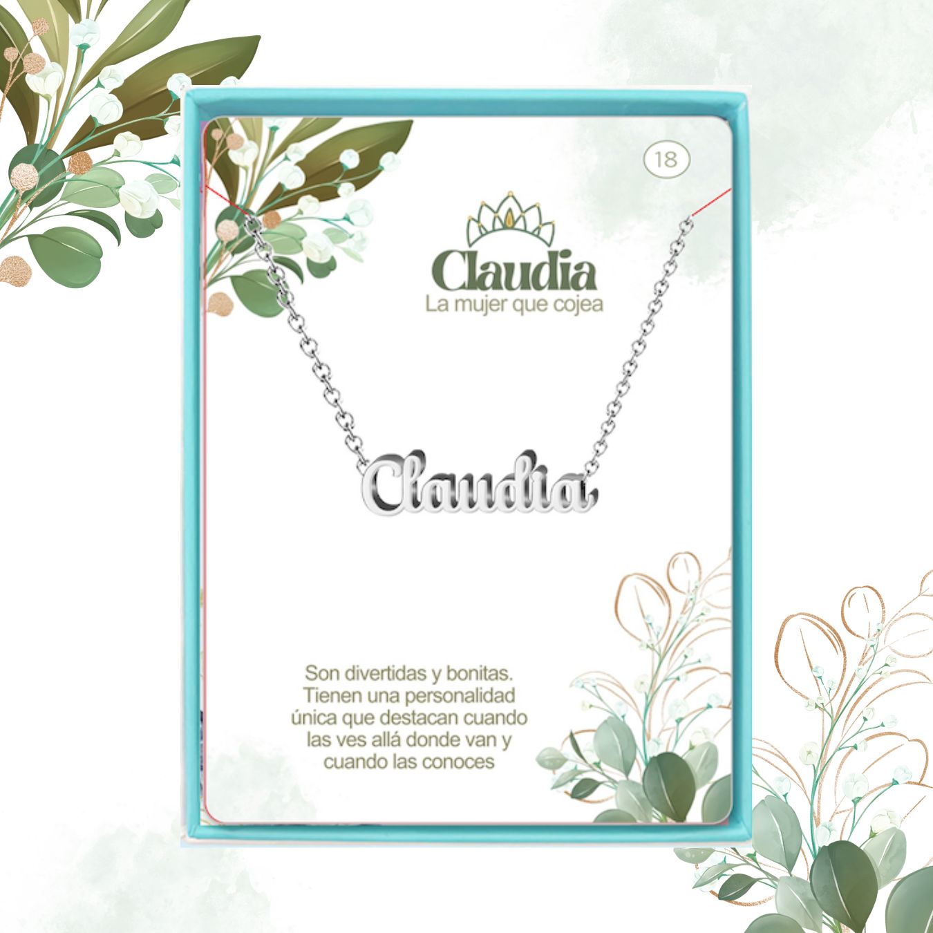 Collar Nombre Claudia Acero color Plateado