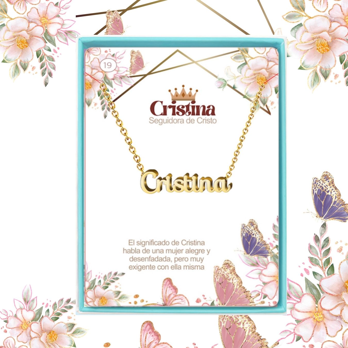 Collar Nombre Cristina Acero color Dorado