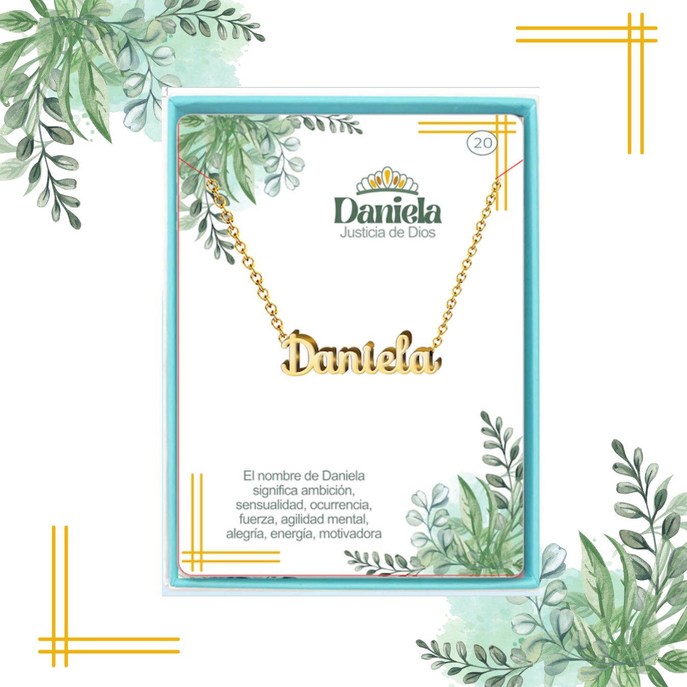 Collar Nombre Daniela Acero color Dorado