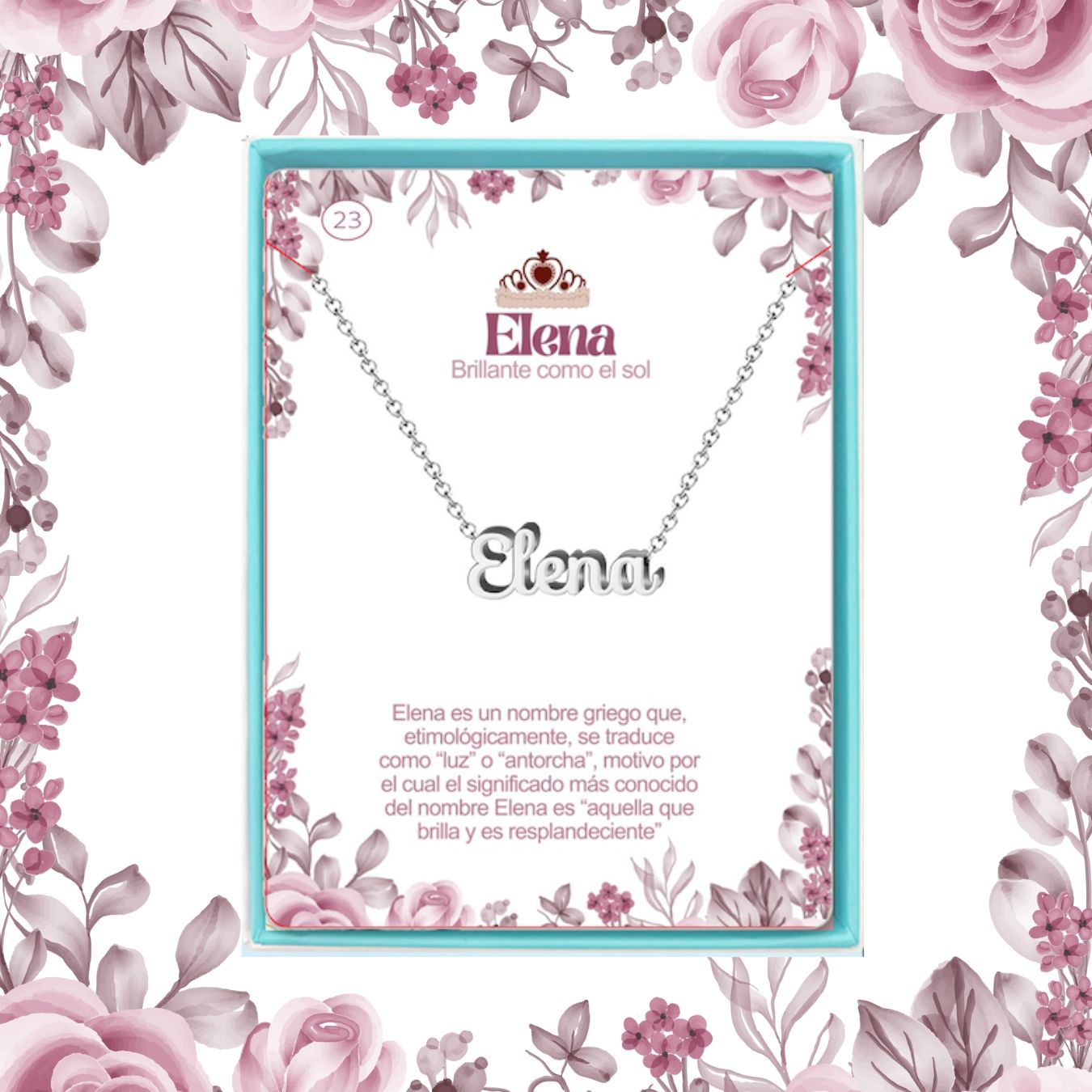 Collar Nombre Elena Acero color Plateado