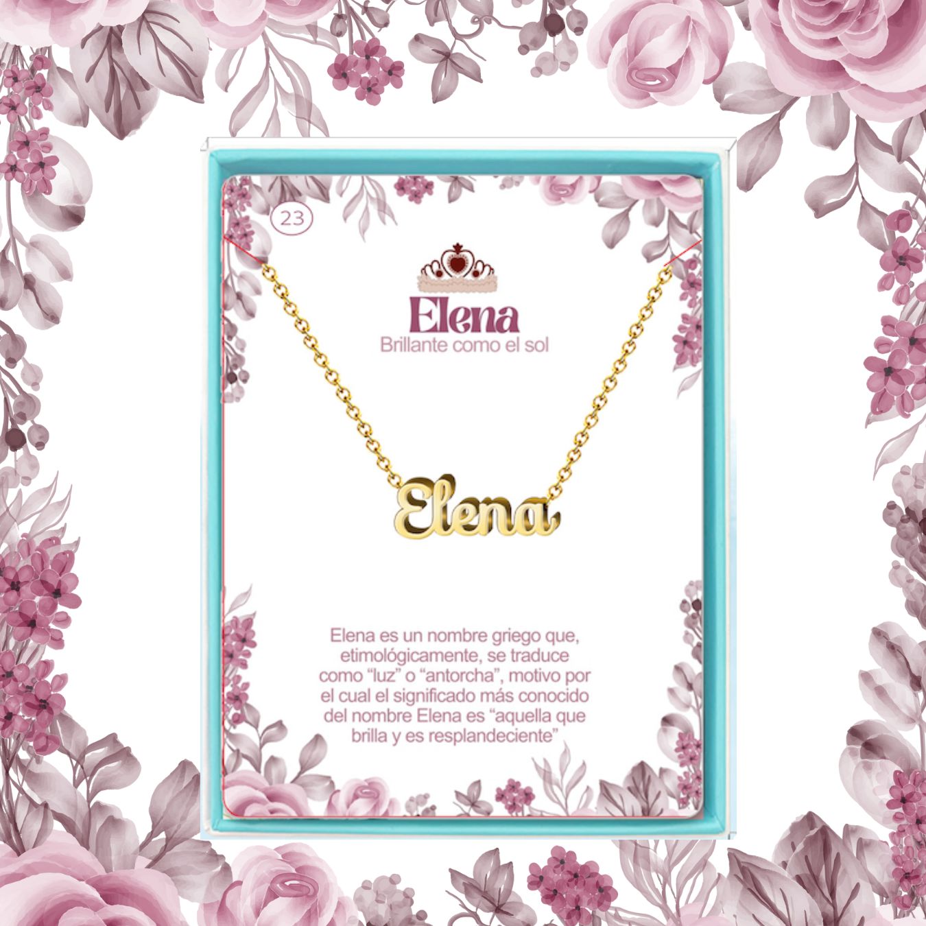 Collar Nombre Elena Acero color Dorado