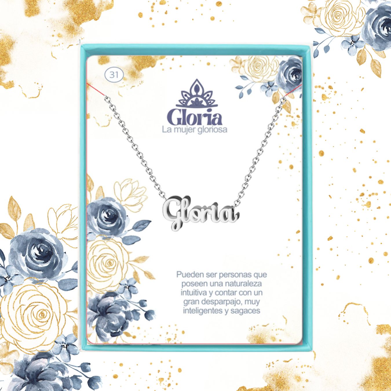 Collar Nombre Gloria Acero color Plateado