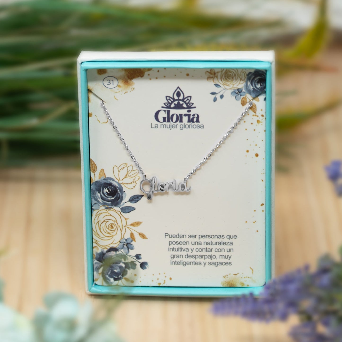Collar Nombre Gloria Acero color Plateado