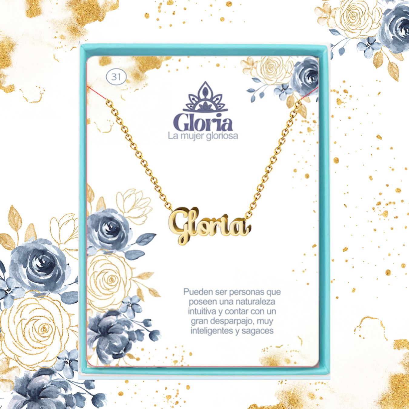 Collar Nombre Gloria Acero color Dorado