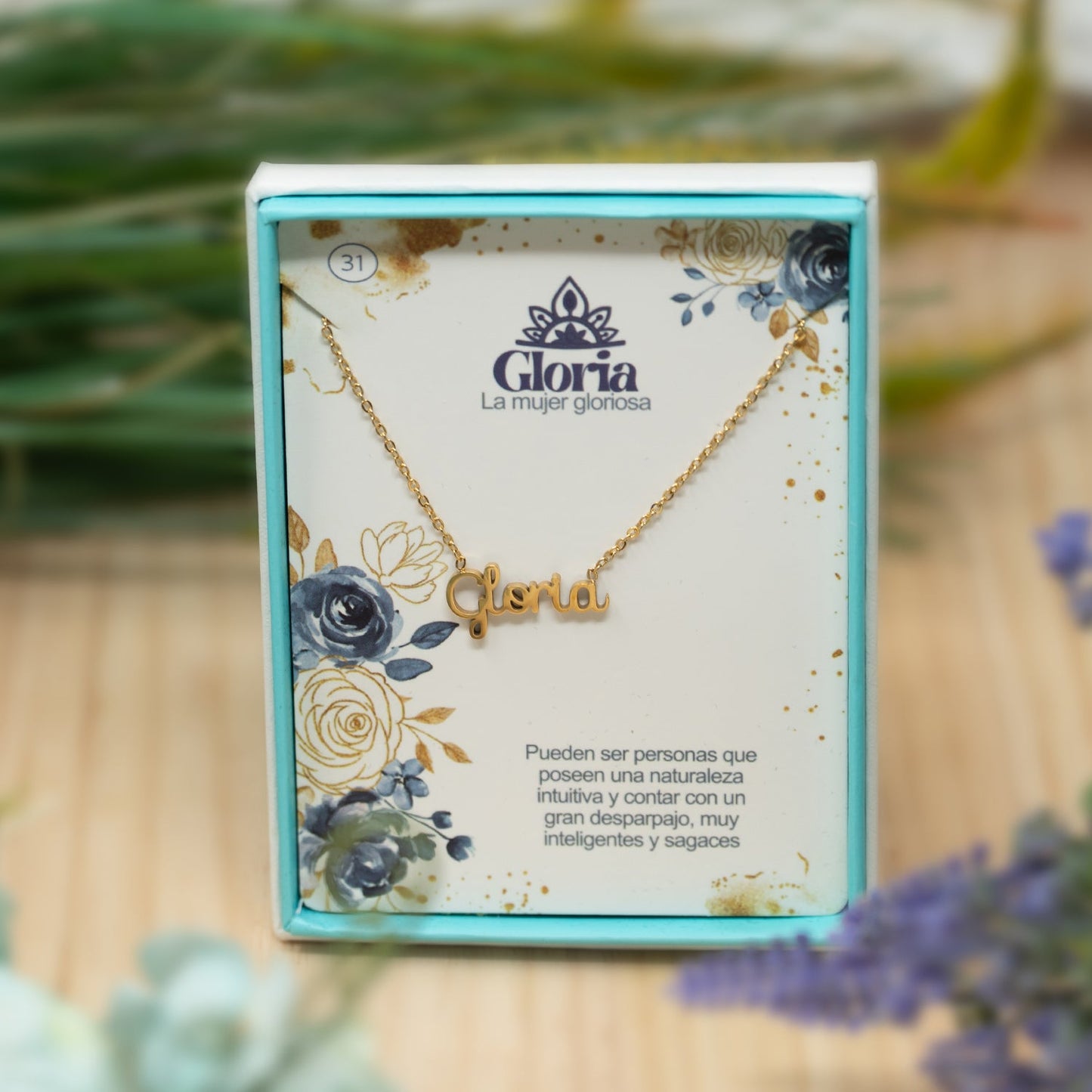 Collar Nombre Gloria Acero color Dorado