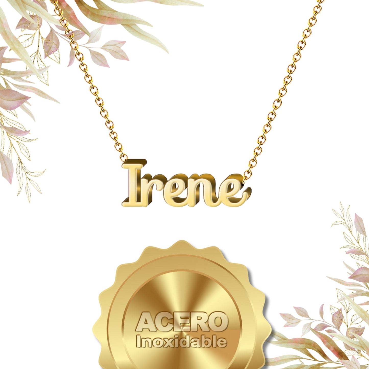 Collar Nombre Irene Acero color Dorado