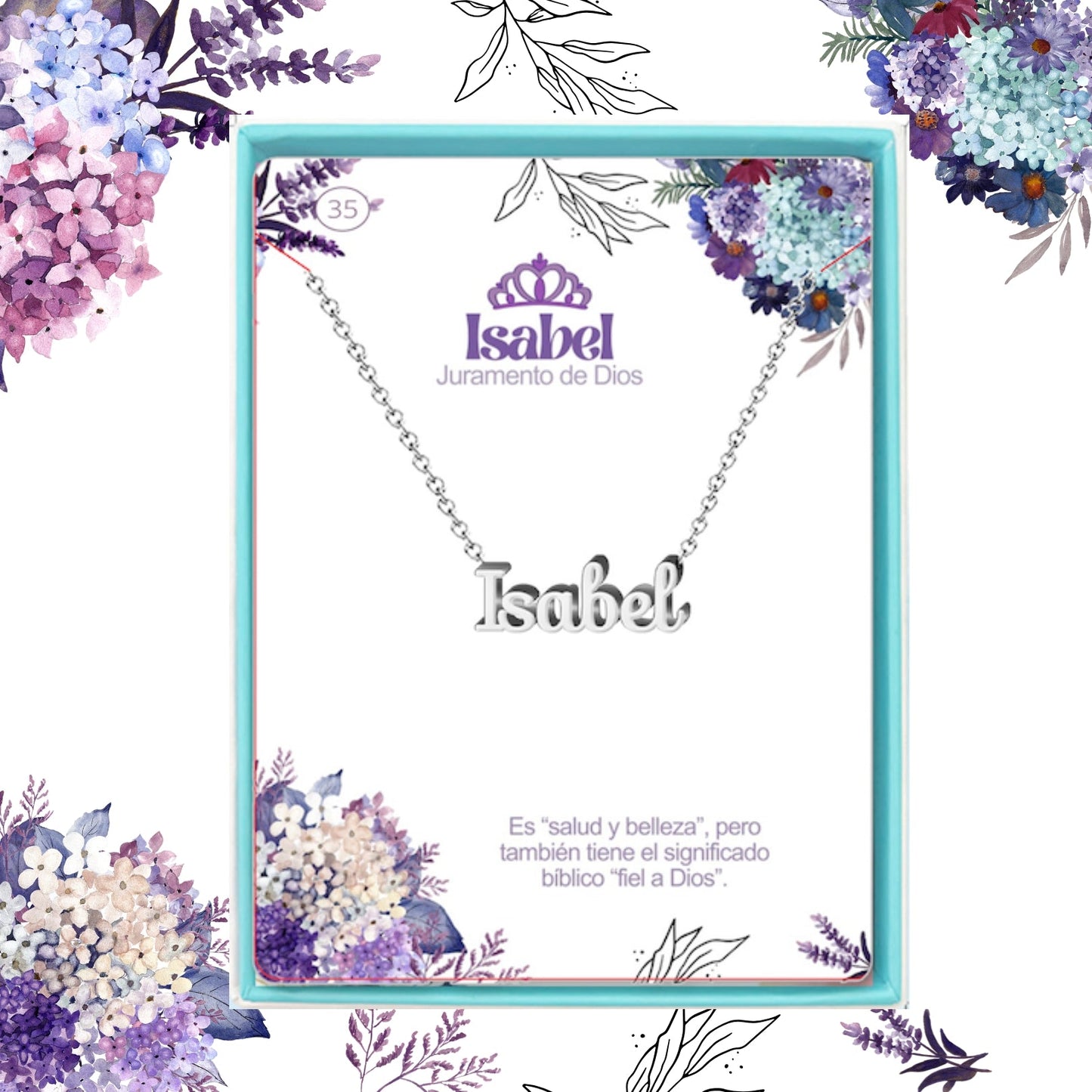 Collar Nombre Isabel Acero color Plateado