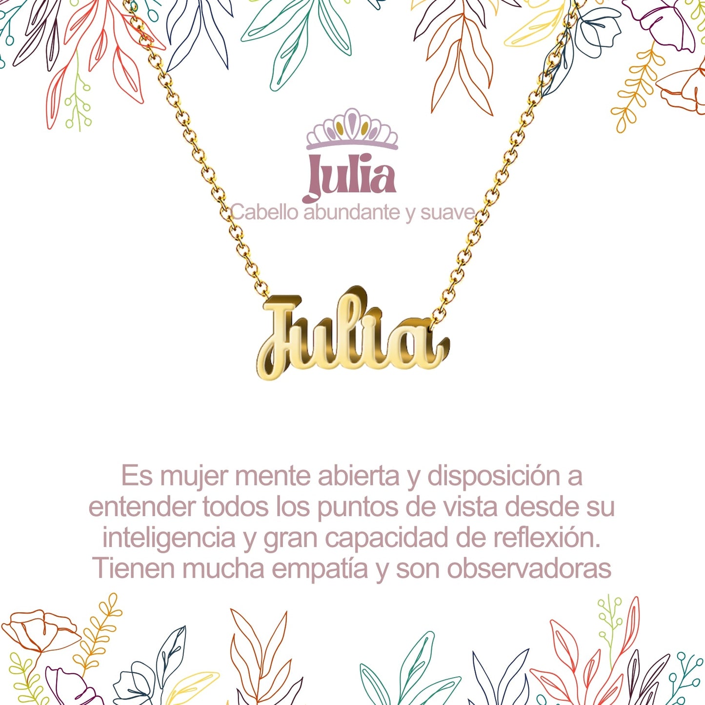Collar Nombre Julia Acero color Dorado