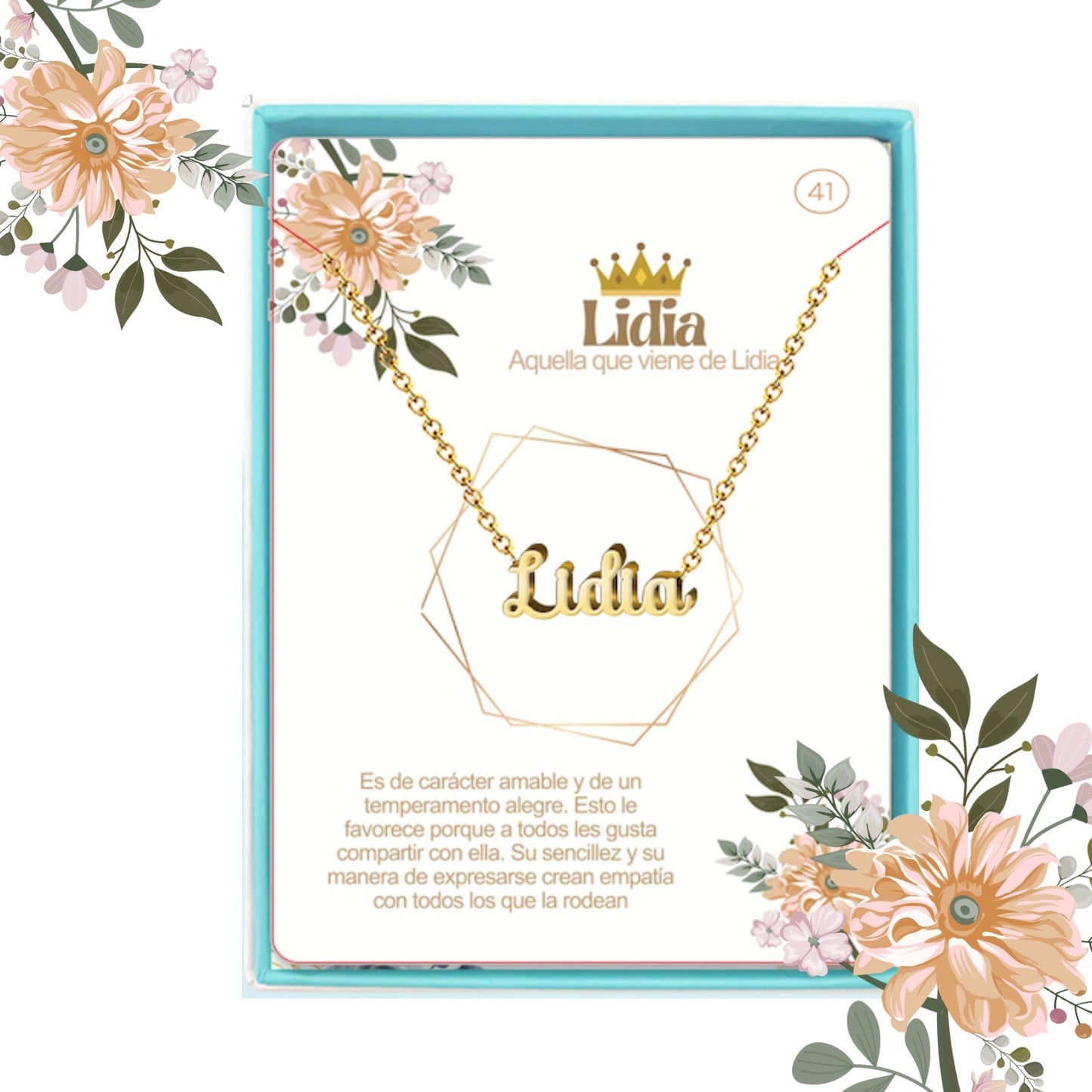 Collar Nombre Lidia Acero color Dorado