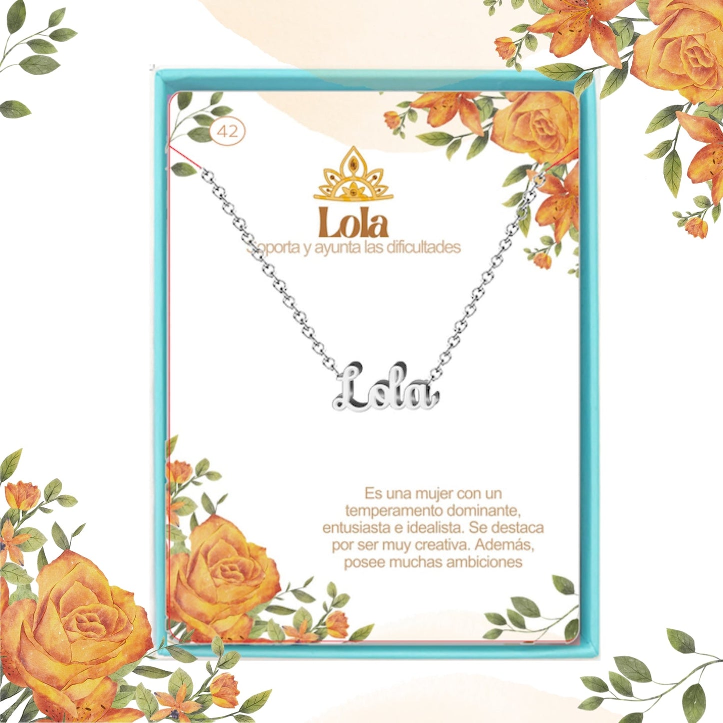 Collar Nombre Lola Acero color Plateado