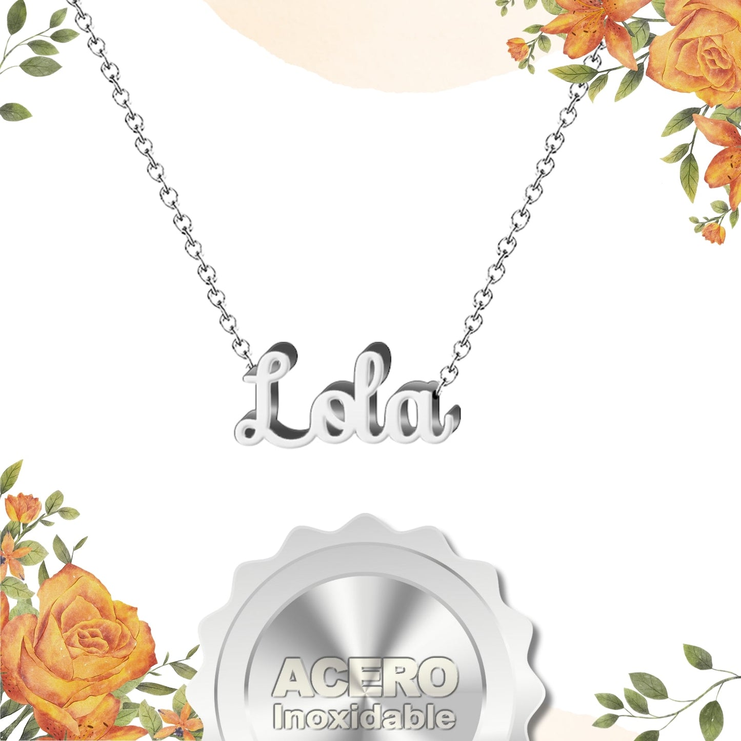 Collar Nombre Lola Acero color Plateado