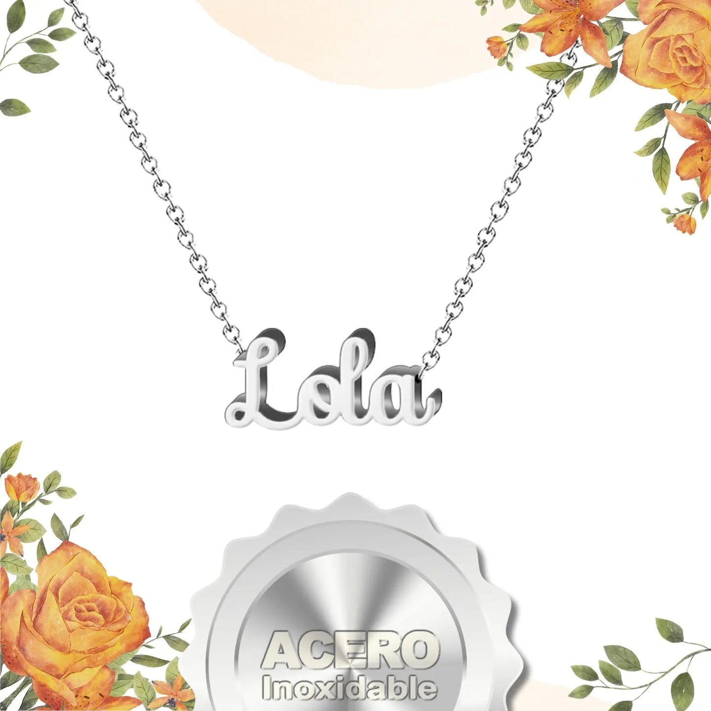 Collar con Nombre Lola - Acero Inoxidable Plateado - cotigo