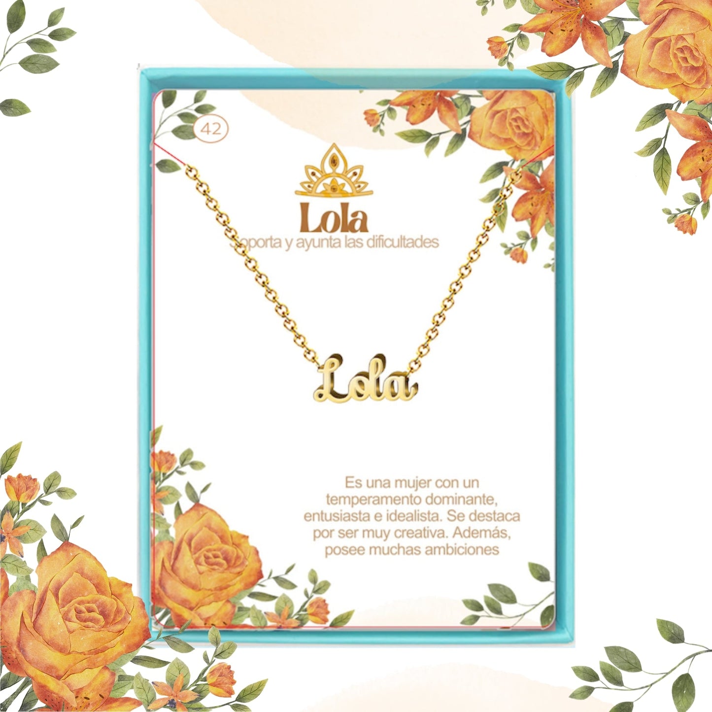 Collar Nombre Lola Acero color Dorado