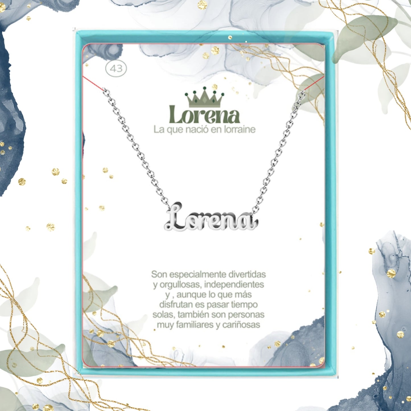 Collar Nombre Lorena Acero color Plateado
