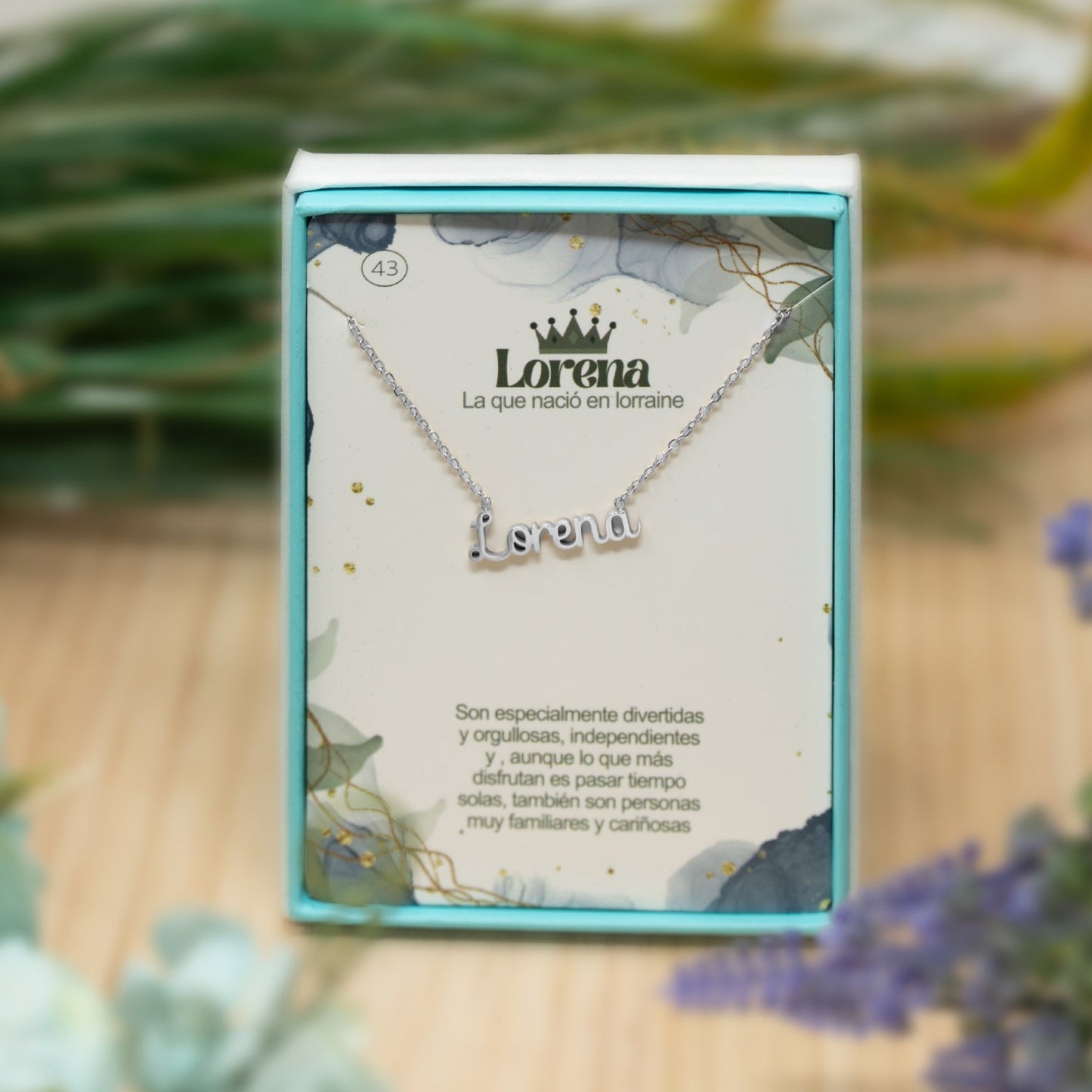 Collar Nombre Lorena Acero color Plateado