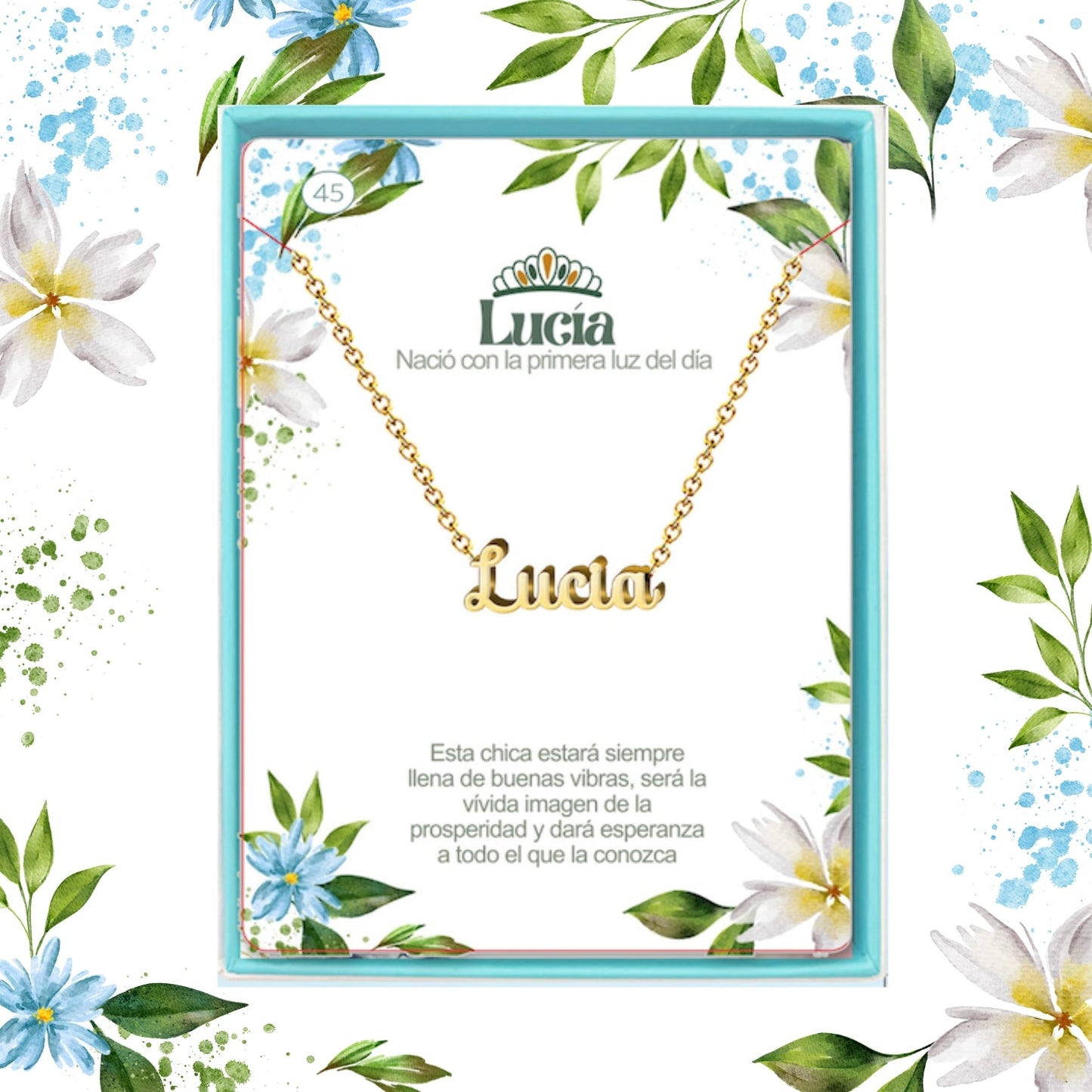 Collar Nombre Lucía Acero color Dorado