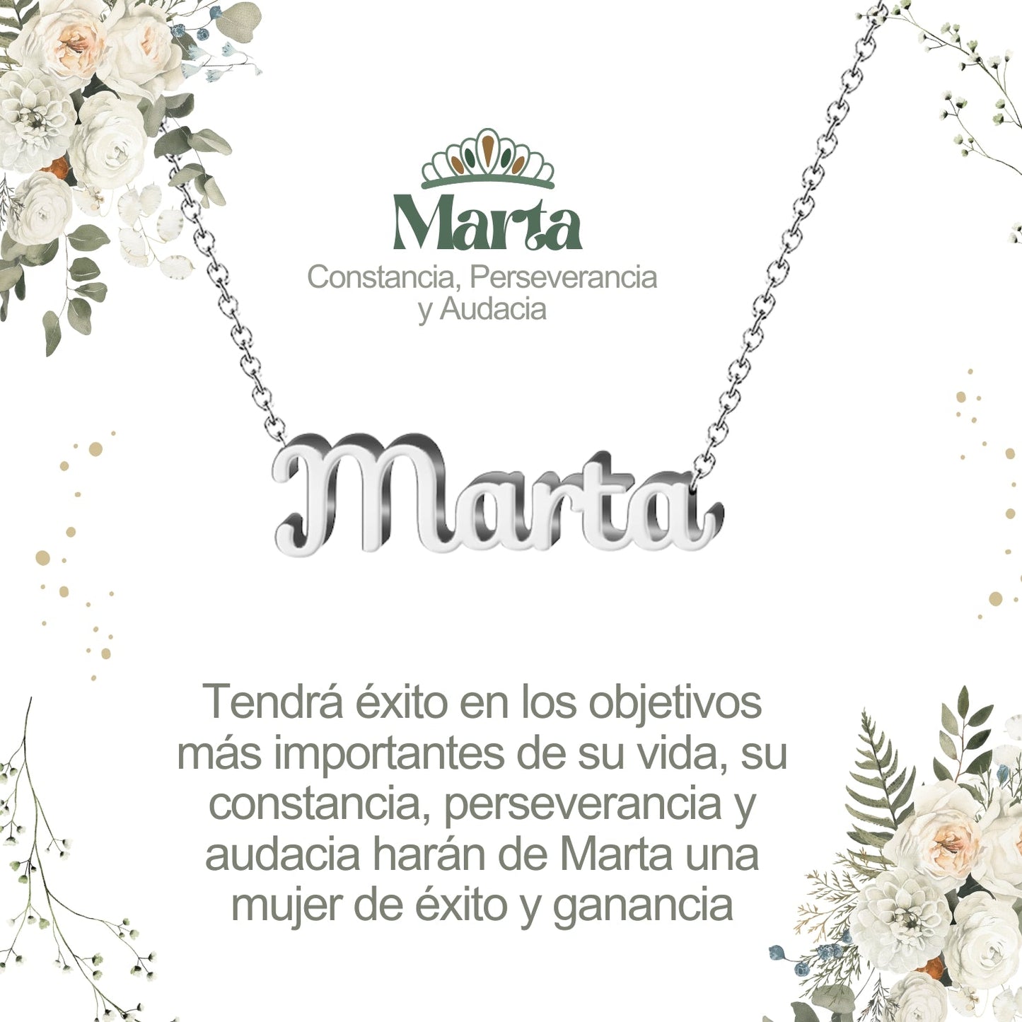 Collar Nombre Marta Acero color Plateado