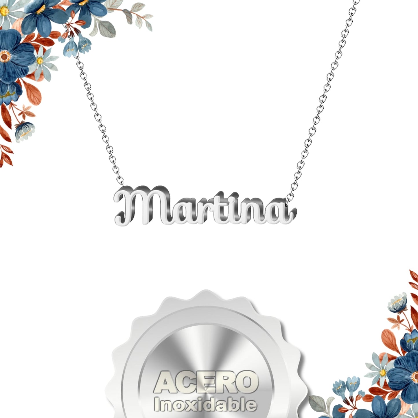 Collar Nombre Martina Acero color Plateado