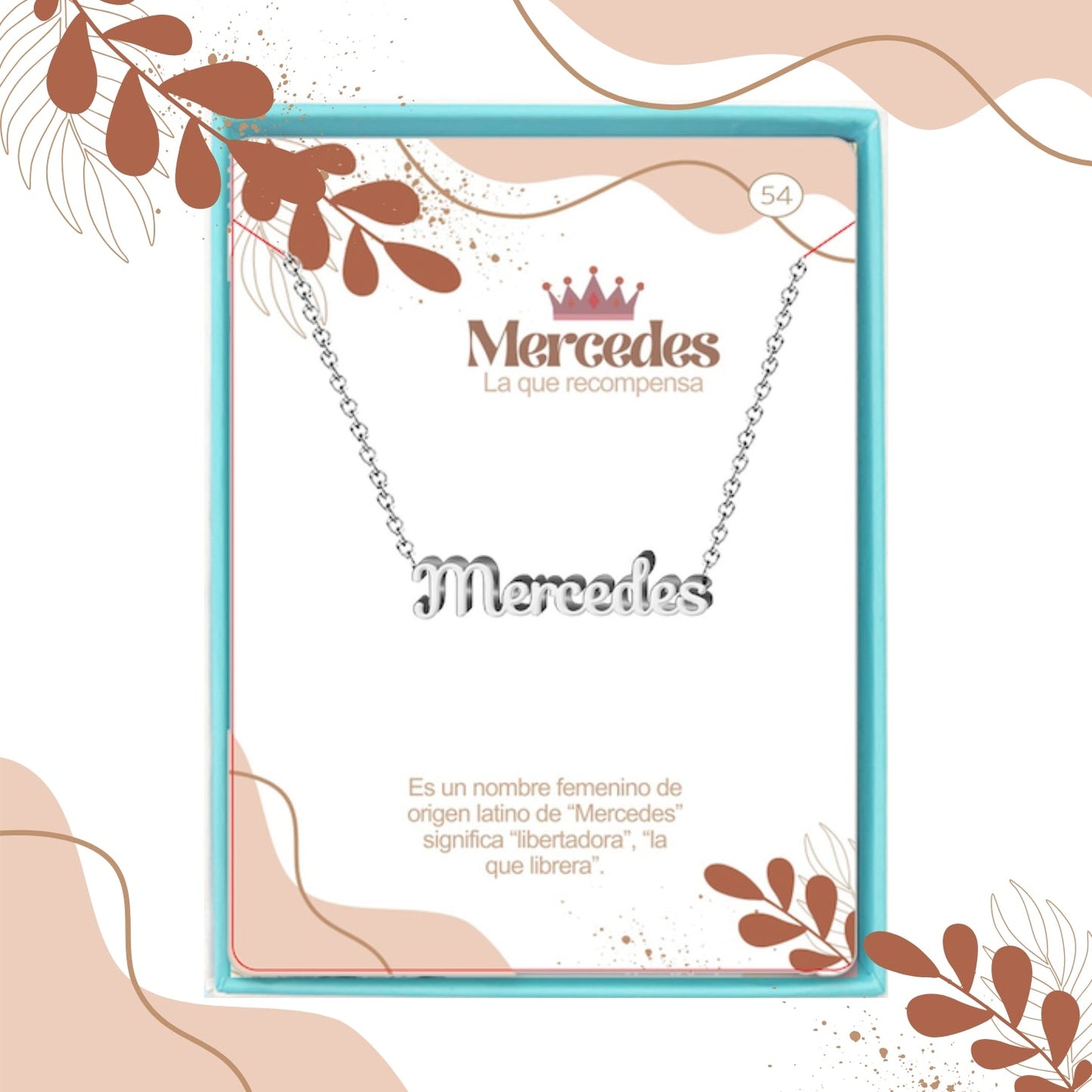 Collar Nombre Mercedes Acero color Plateado