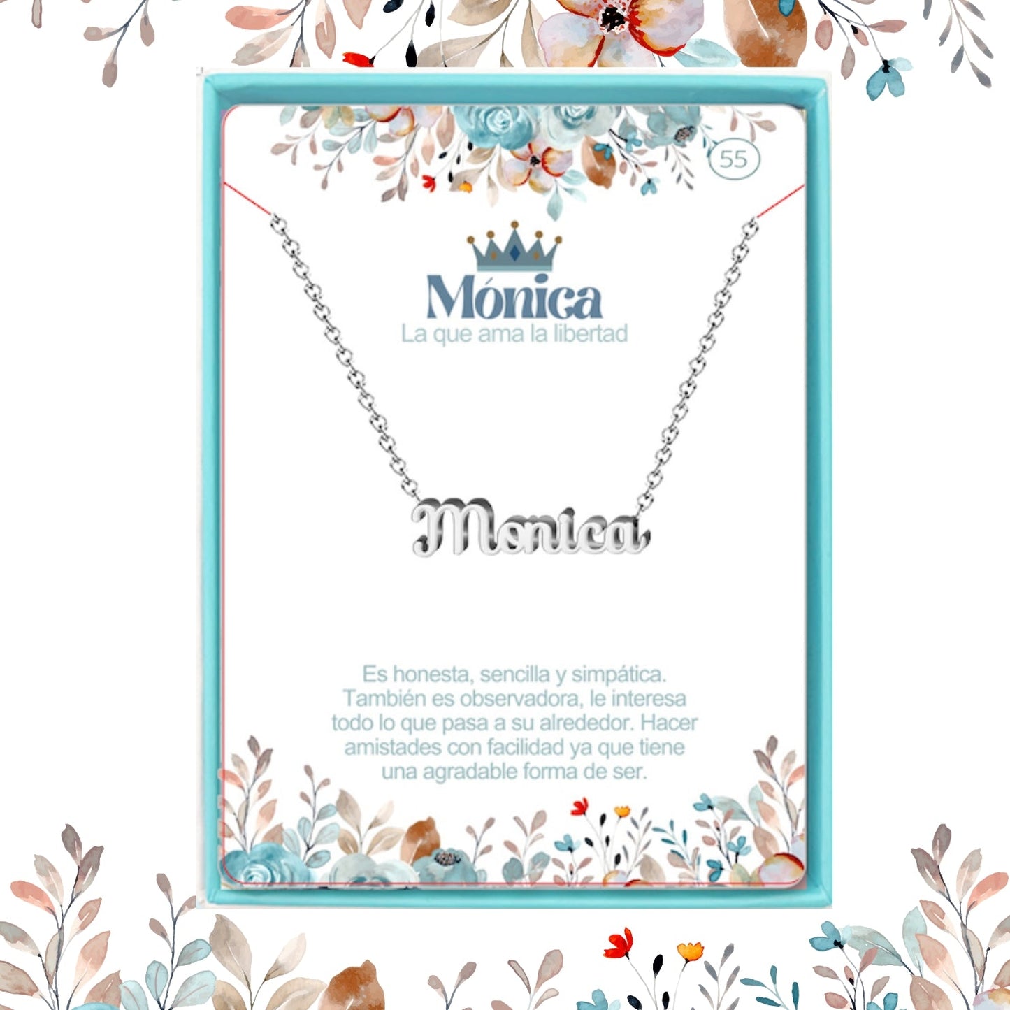 Collar Nombre Monica Acero color Plateado
