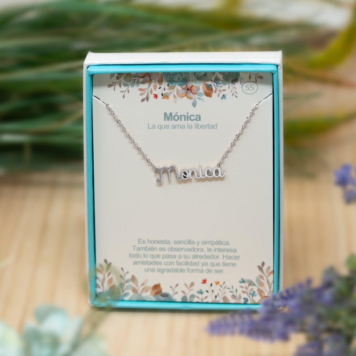Collar Nombre Monica Acero color Plateado