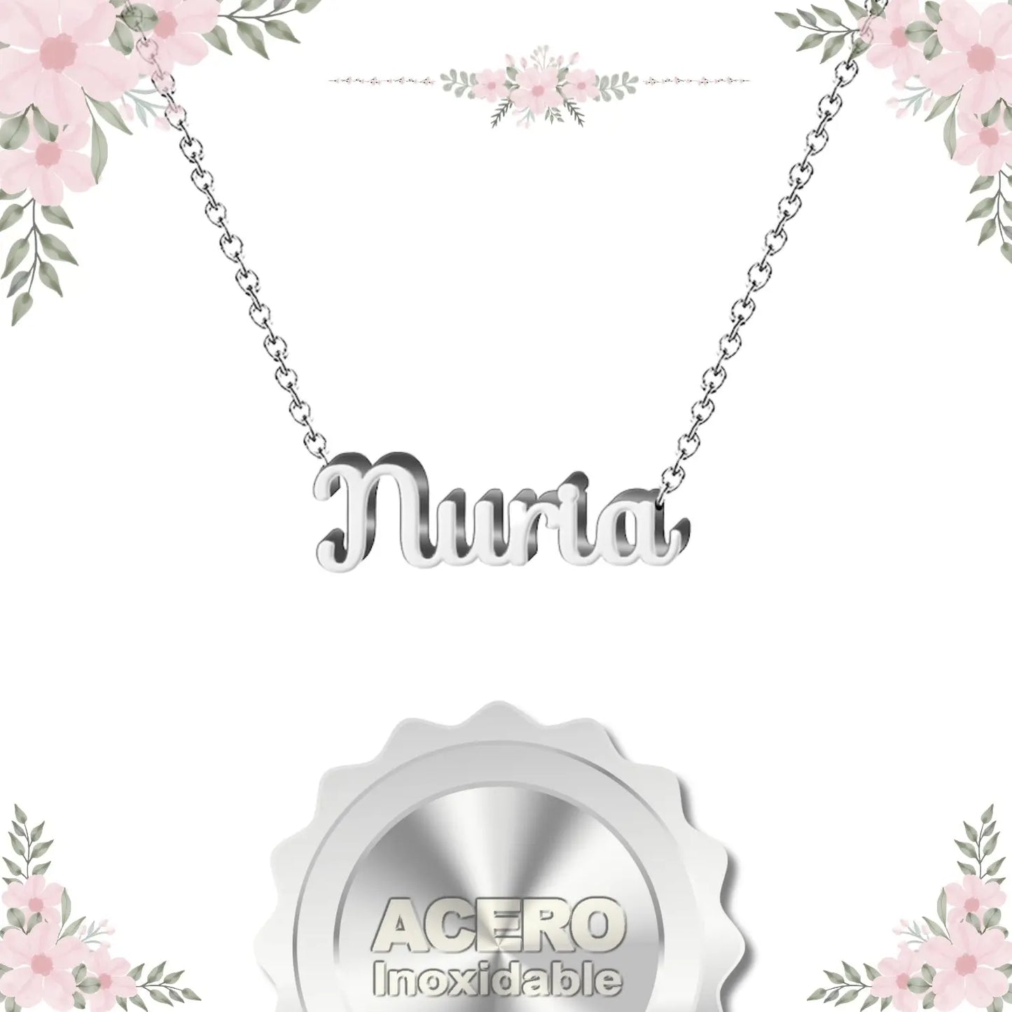 Collar con Nombre Núria - Acero Inoxidable Plateado - cotigo