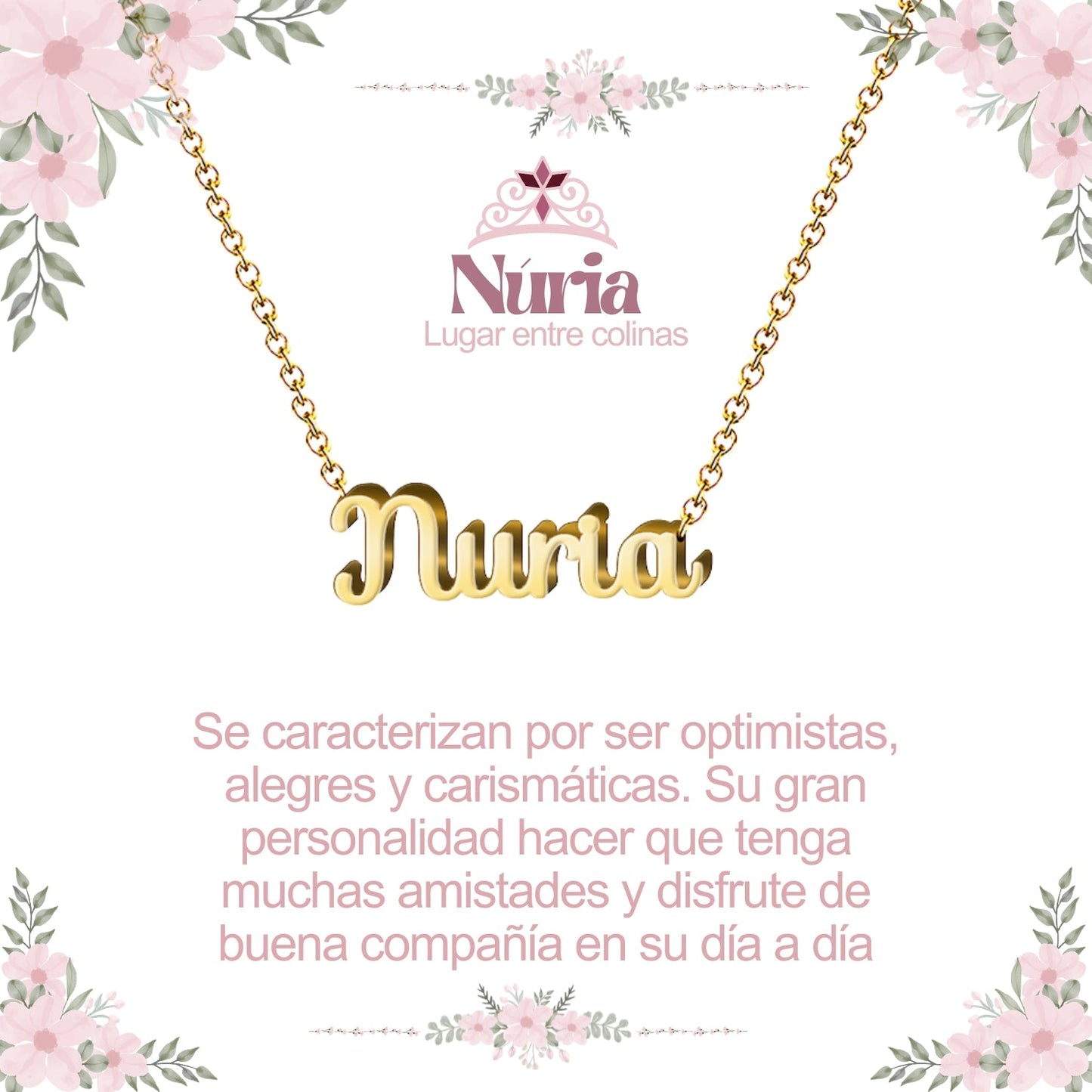 Collar Nombre Núria Acero color Dorado