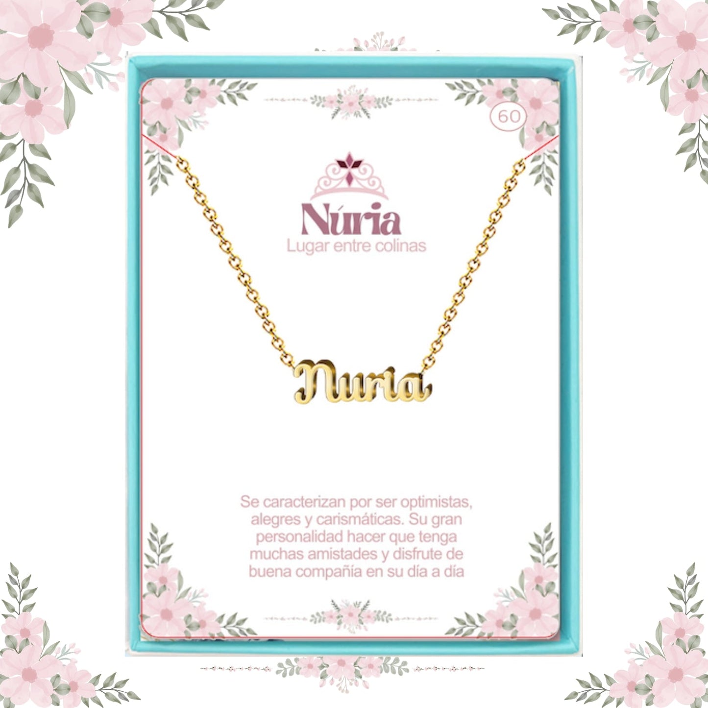Collar Nombre Núria Acero color Dorado