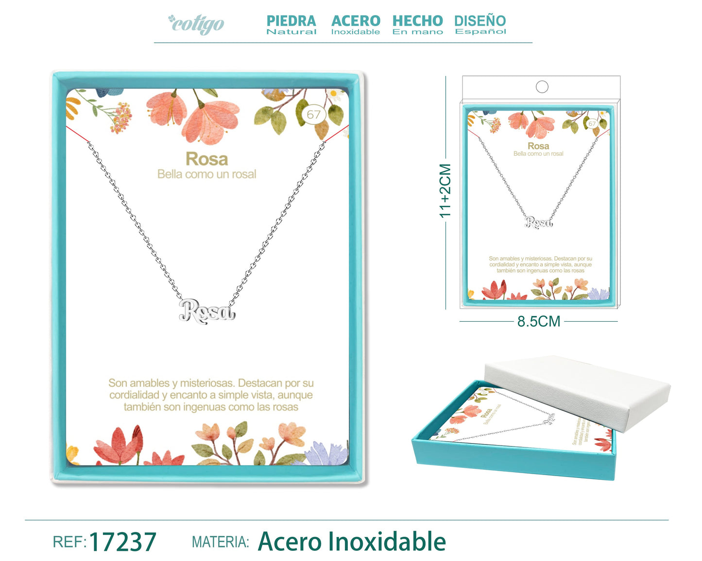 66 Collar Nombre- Rocio -Acero Plateado