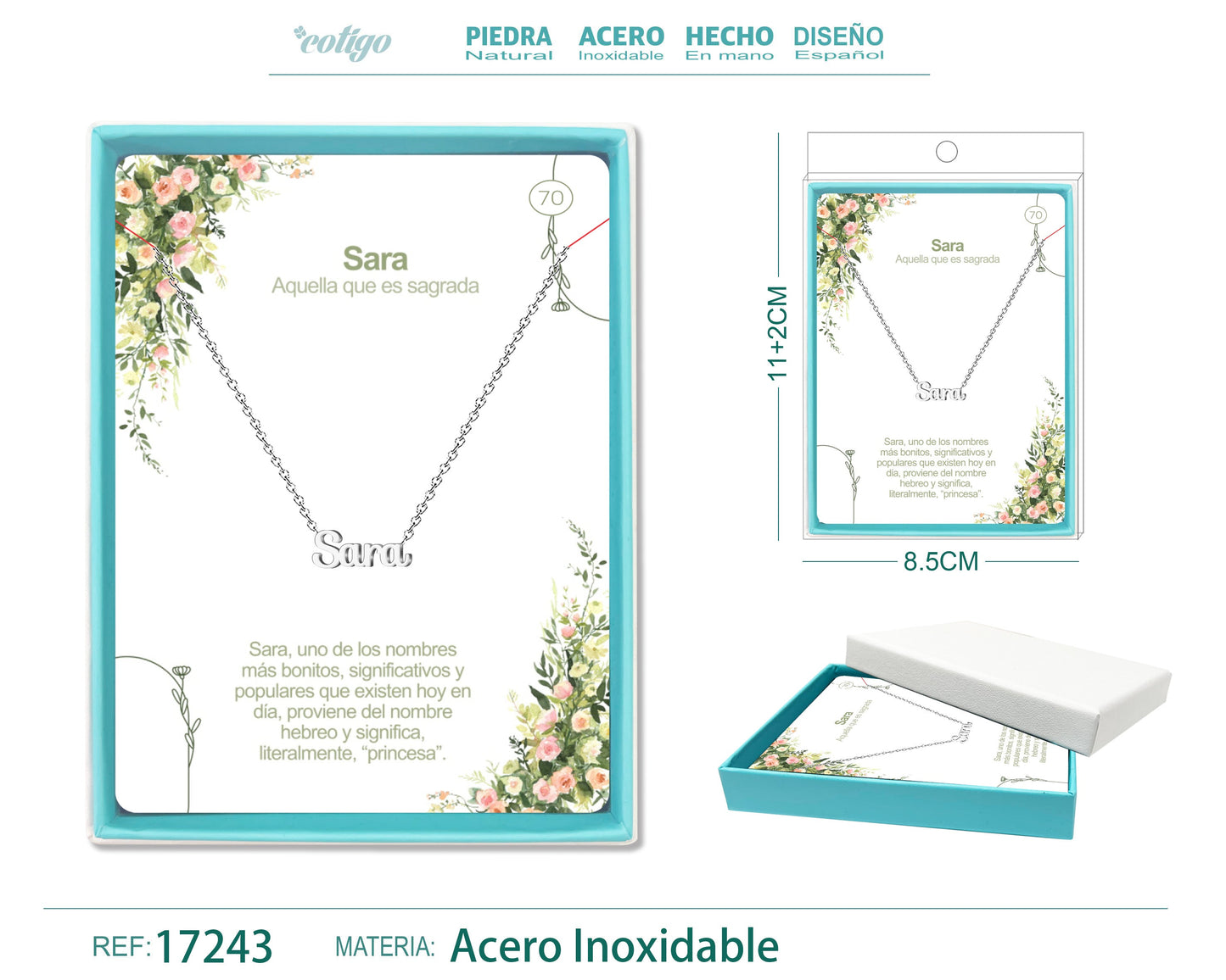 69 Collar Nombre- Sandra -Acero Plateado