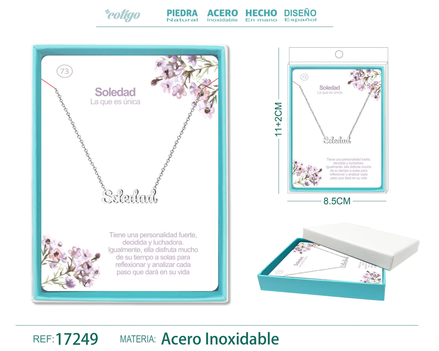72 Collar Nombre- Sofia -Acero Plateado