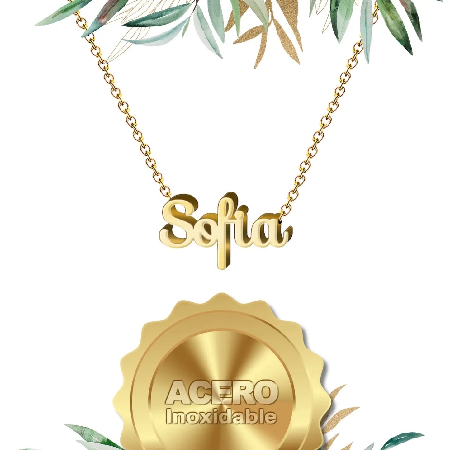 Collar con Nombre Sofía - Acero Inoxidable Dorado - cotigo