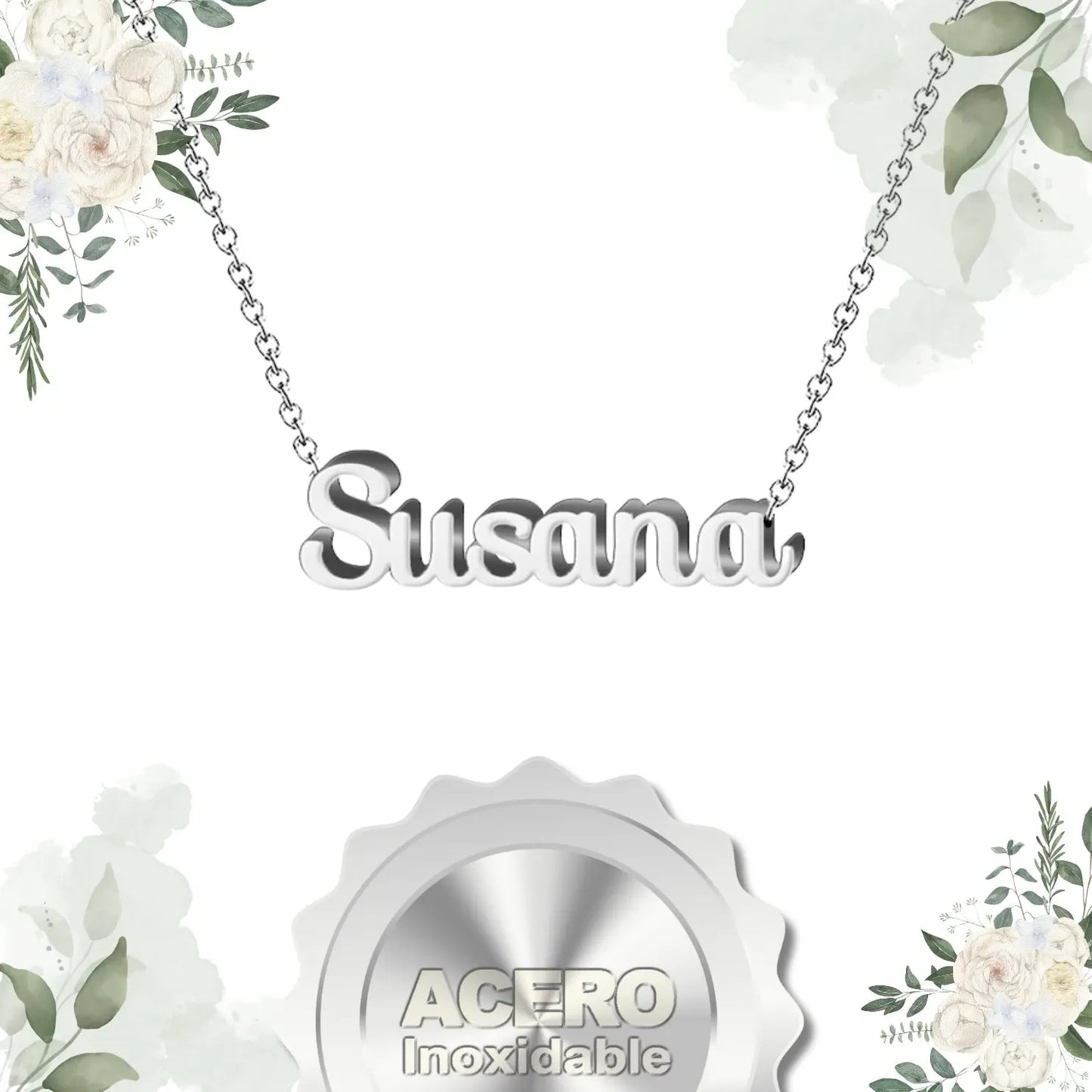 Collar con Nombre Susana - Acero Inoxidable Plateado - cotigo