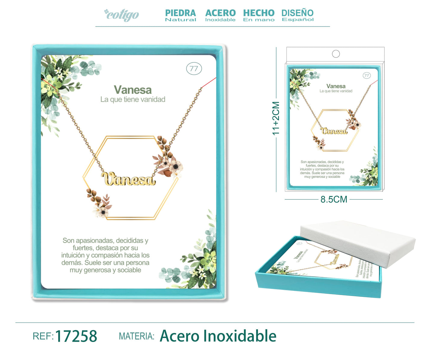 76 Collar Nombre- Teresa -Acero Dorado