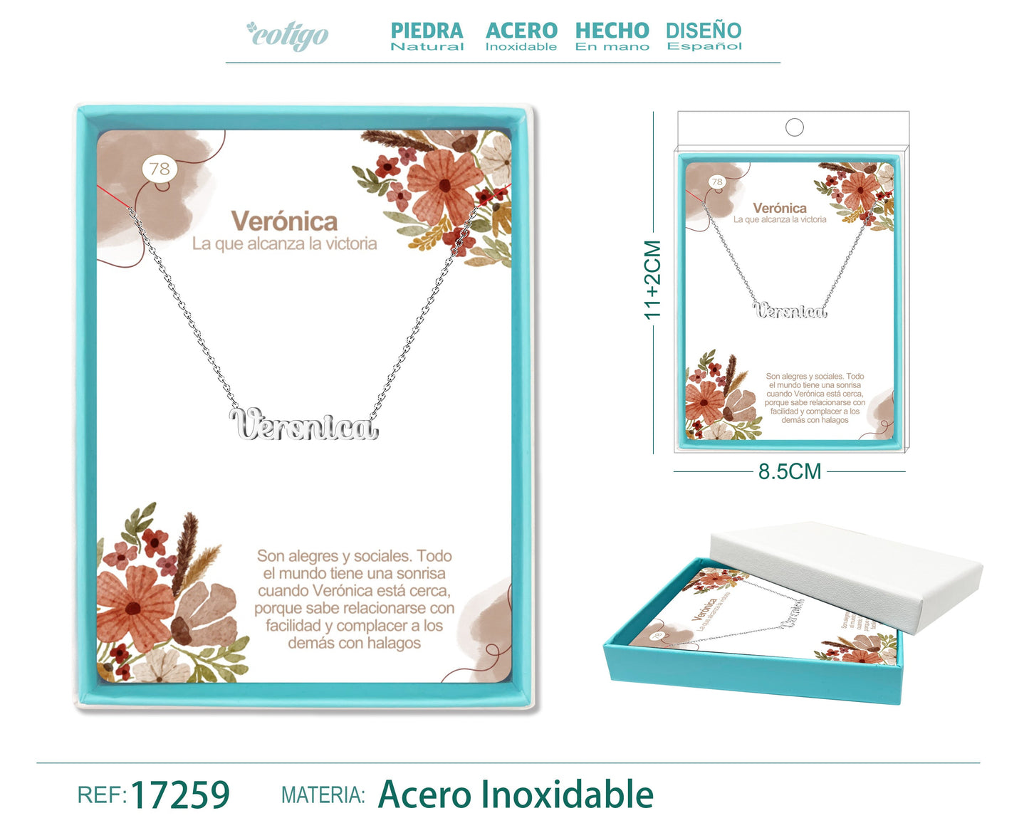 77 Collar Nombre- Vanesa -Acero Plateado