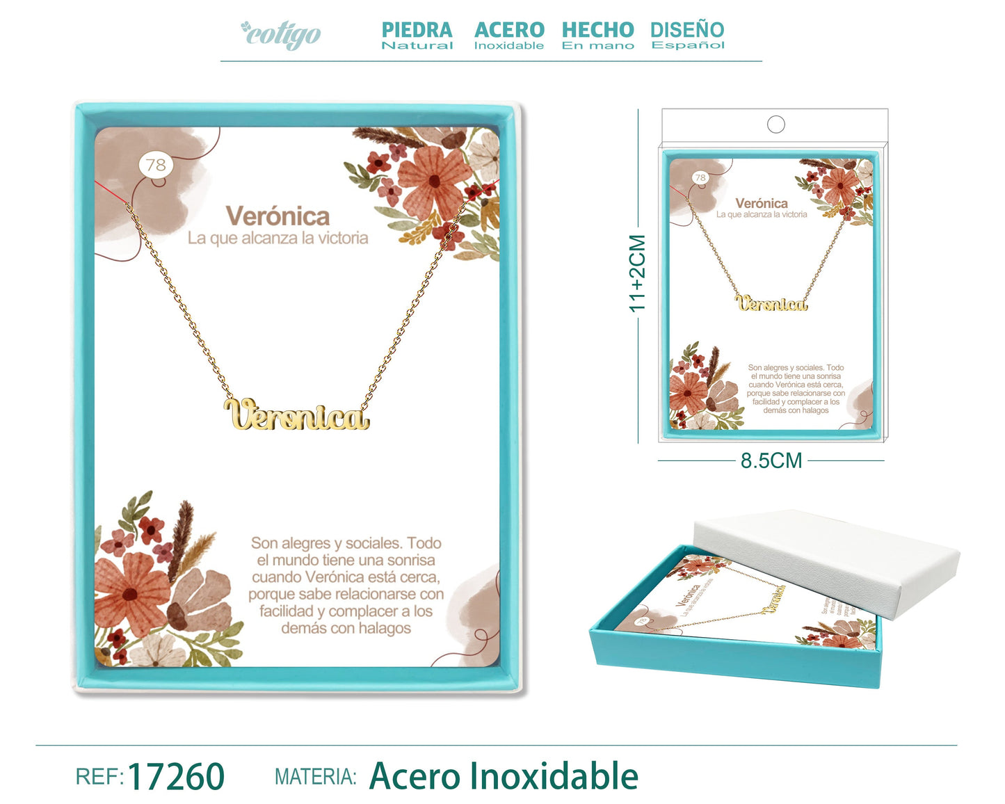 77 Collar Nombre- Vanesa -Acero Dorado