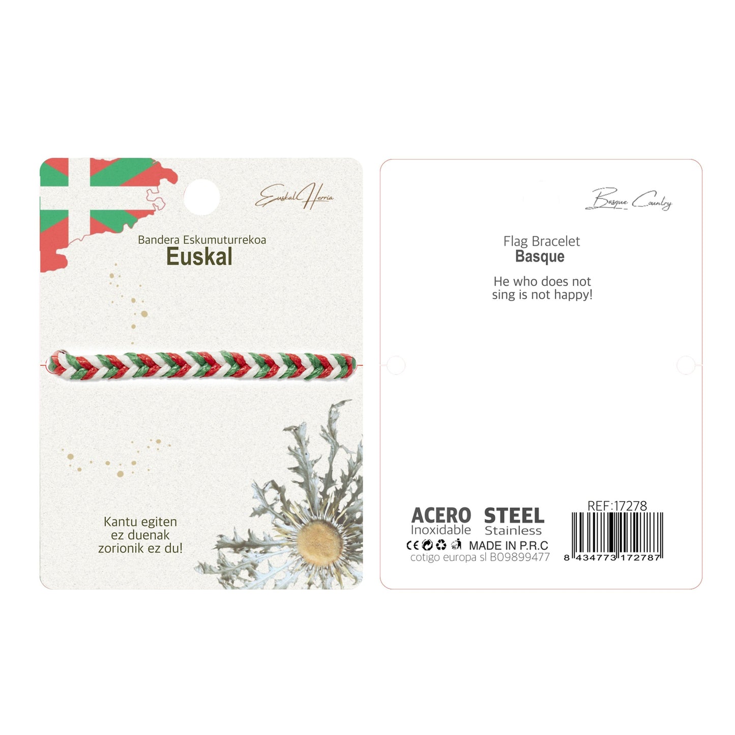 Pulsera Trenzada Bandera Ikurriña - Ajustable - cotigo