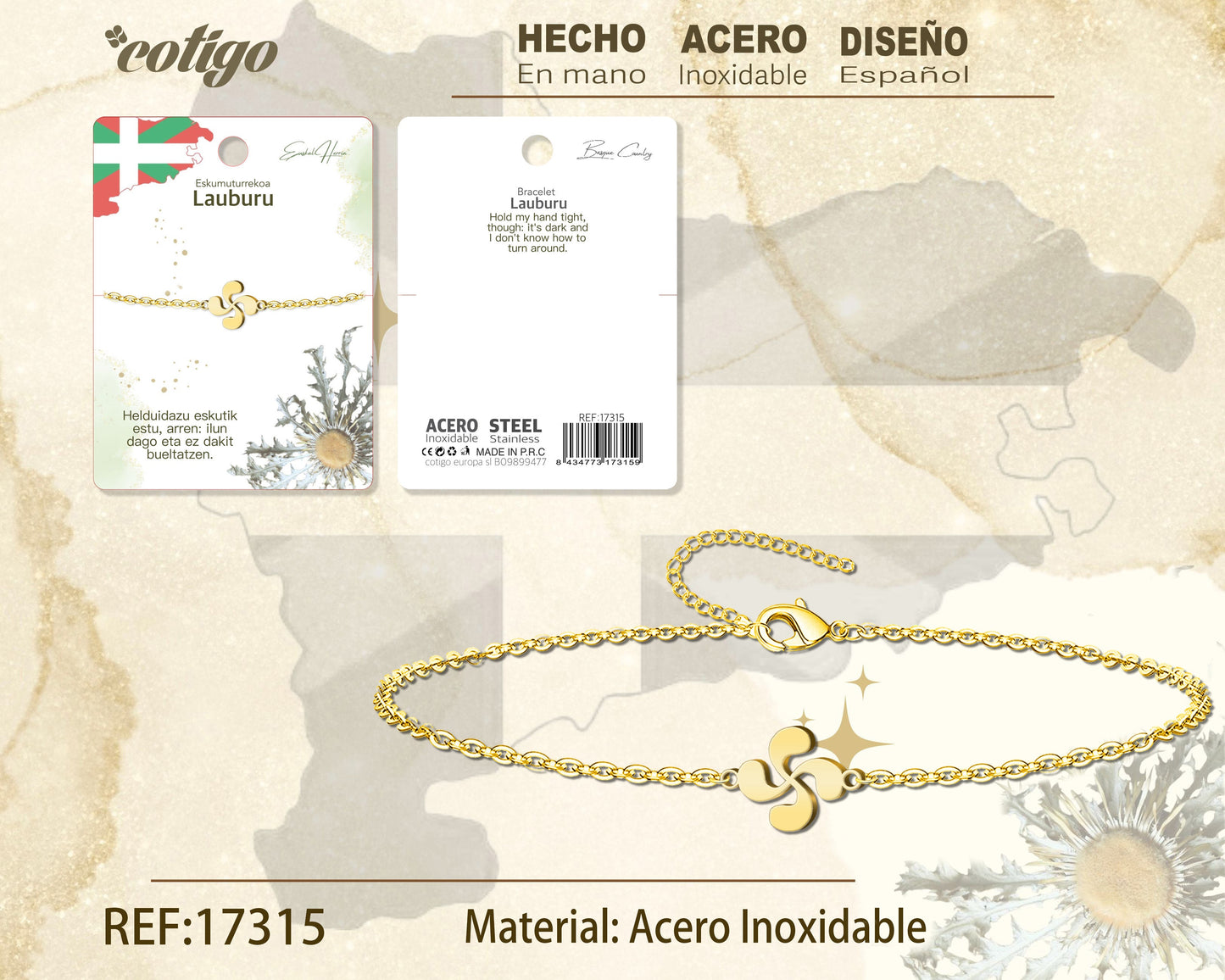 Pulsera LAUBURU-Acero color Dorado